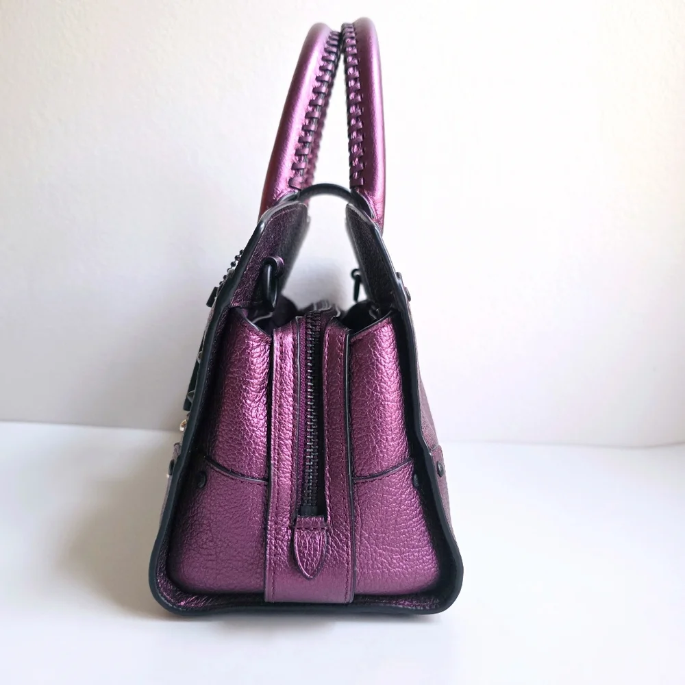 Coach Mercer 24 Star Rivets Metallic Purple